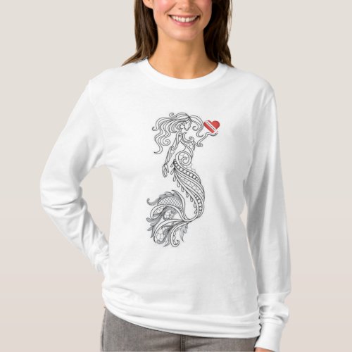 Diveheart Mermaid Womens Long_Sleeve T_Shirt