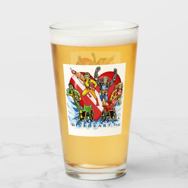 Diveheart Superheroes Pint Glass (Back Filled)