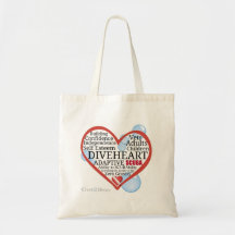 Diveheart Word Cloud Heart Grocery Tote
