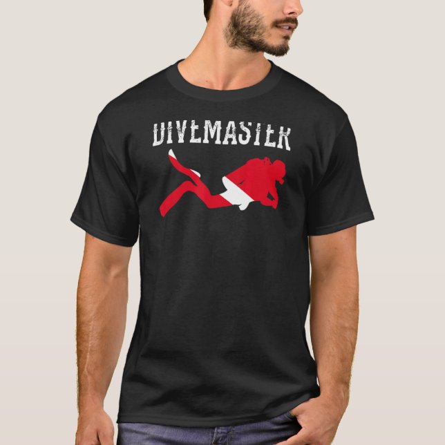 Divemaster Scuba Diving Instructor Dive Flag Style T-Shirt (Front)