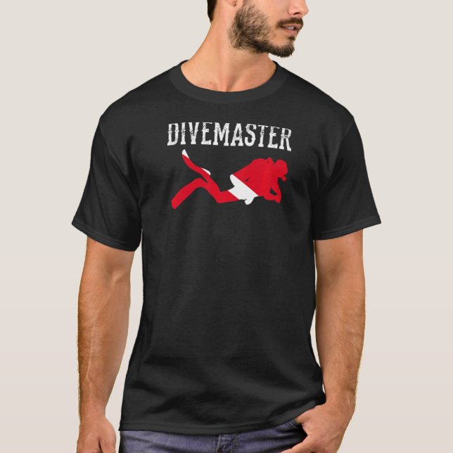 Divemaster Scuba Diving Instructor Dive Flag Style T-Shirt (Front)