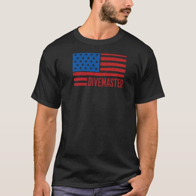 Divemaster Scuba Diving Instructor Patriotic Ameri T-Shirt (Front)