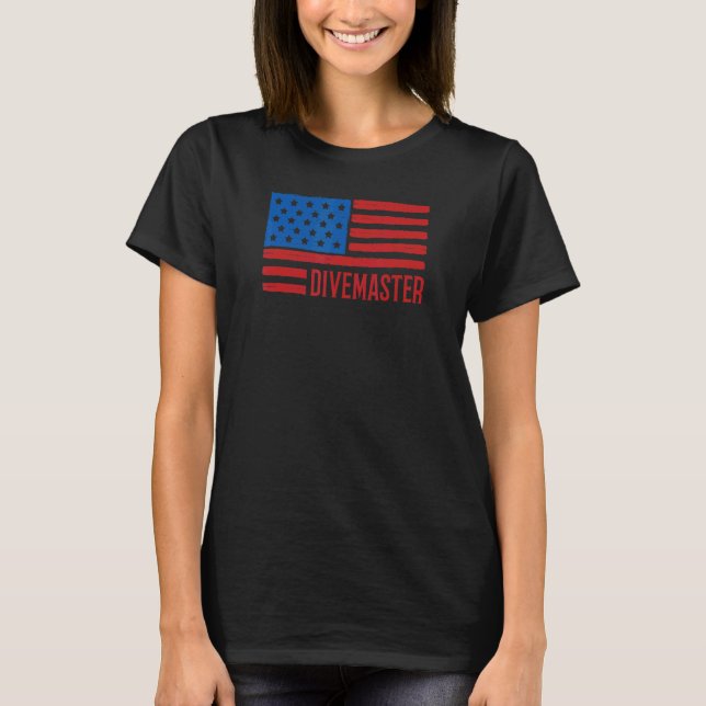 Divemaster Scuba Diving Instructor Patriotic Ameri T-Shirt (Front)