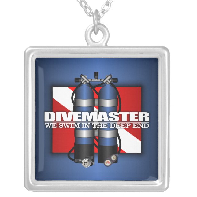 Divemaster (Scuba Tanks) Silver Plated Necklace (Front)