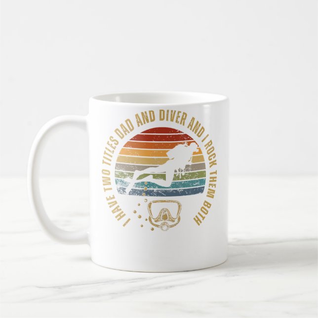 Diver And Dad Funny Scuba Diving Coffee Mug (Left)