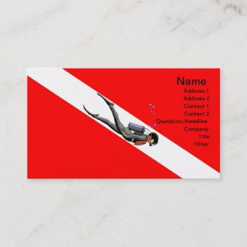 Diver And Dive Flag Business Card by BailOutIsland at Zazzle