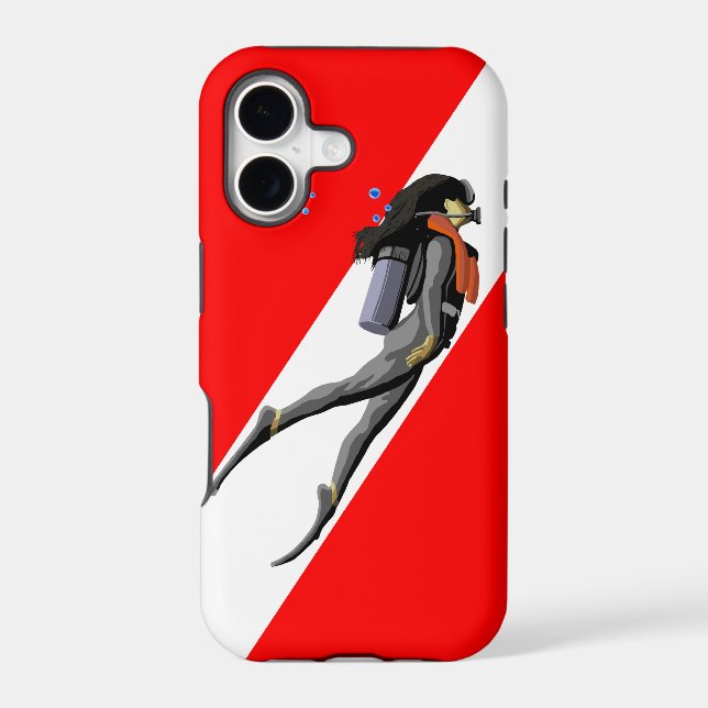 Diver And Dive Flag Iphone Case (Back)