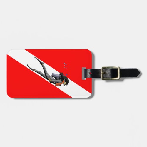 Diver And Dive Flag Luggage Tag