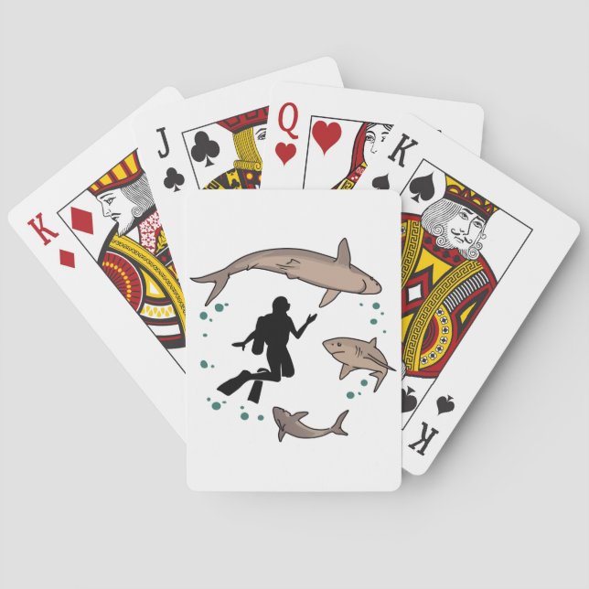 Diver and Sharks Poker Cards (Back)