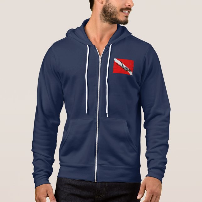 Diver And Wrinkled Dive Flag Hoodie (Front)