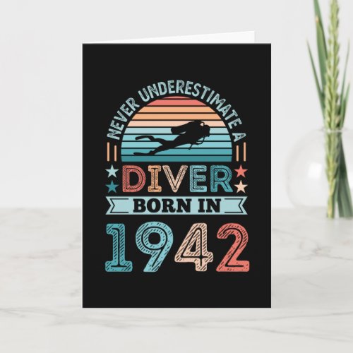 Diver born 1942 80th Birthday Diving Gift Dive Fan Card