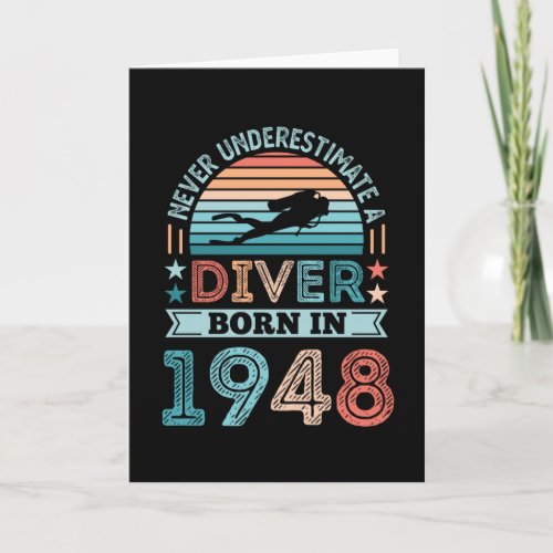 Diver born 1948 80th Birthday Diving Gift Dive Fan Card