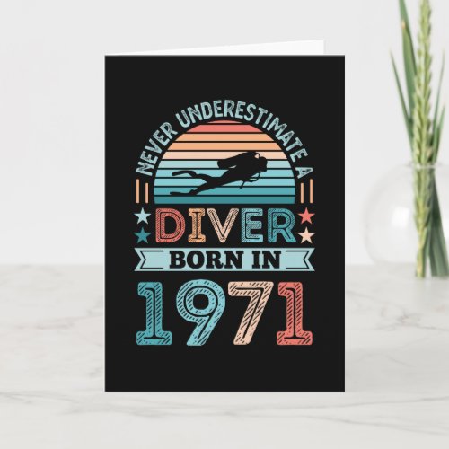 Diver born 1971 50th Birthday Diving Gift Dive Fan Card