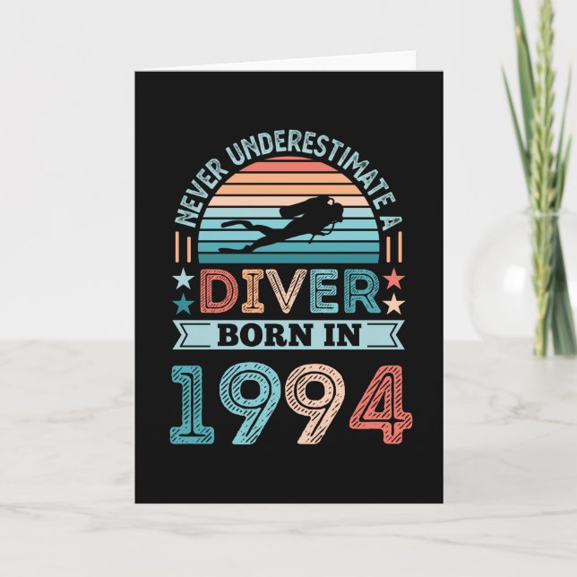 Diver born 1994 30th Birthday Diving Gift Dive Fan Card (Front)
