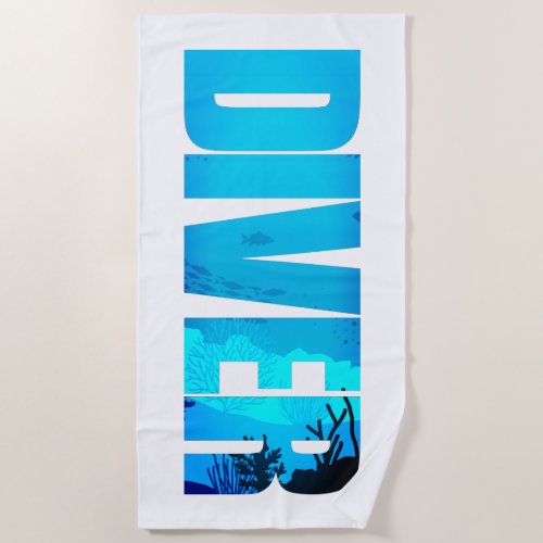 Diver Diving Lover Typography Beach Towel