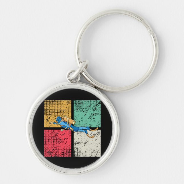 Diver Diving Retro Keychain (Front)