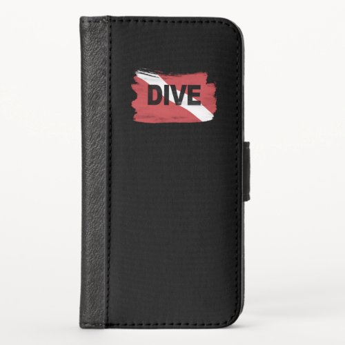 Diver Down flag brush stroke Dive flag iPhone X Wallet Case