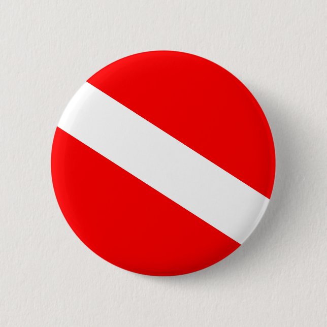 diver down flag red diagonal dive symbol button (Front)