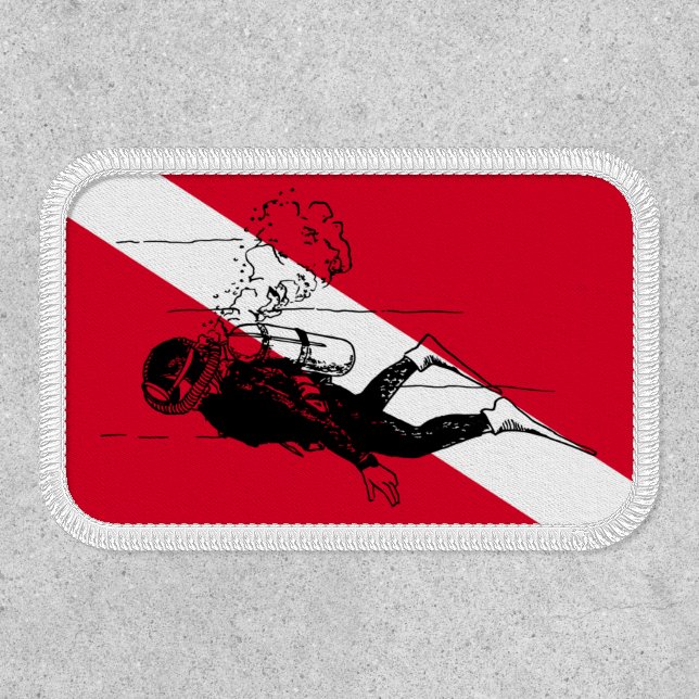 Diver down flag with retro diver illustration patch (Front)