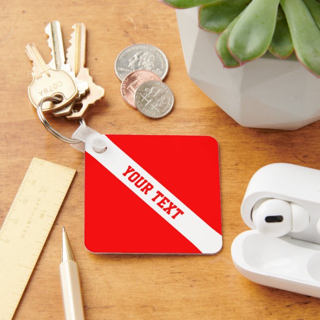 Diver Down Flag Your Text Keychain (Desk)