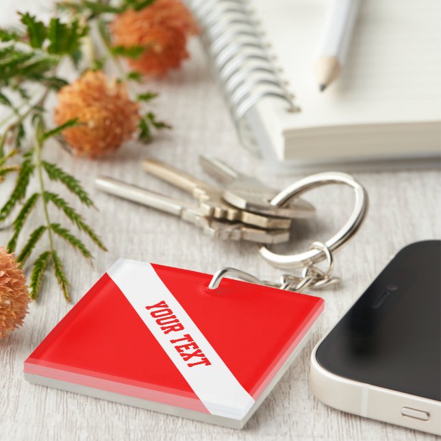 Diver Down Flag Your Text Keychain (Front Right)