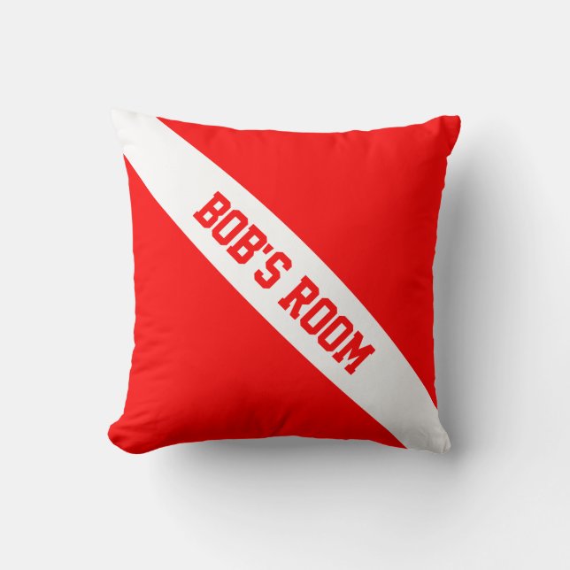 Diver Down Flag Your Text Throw Pillow (Front)