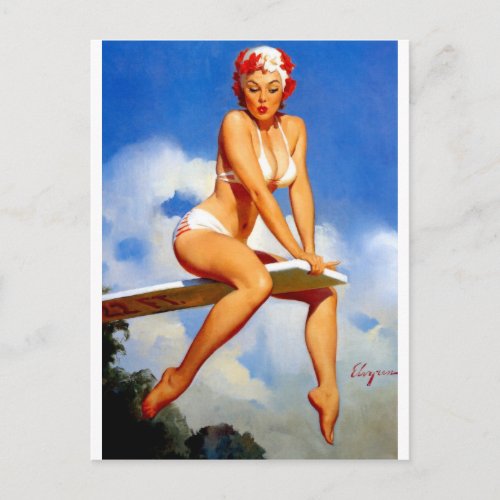 Diver Pin Up Postcard