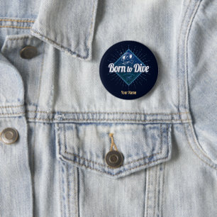 Diver retro Scuba Diving School Vintage Ocean Button