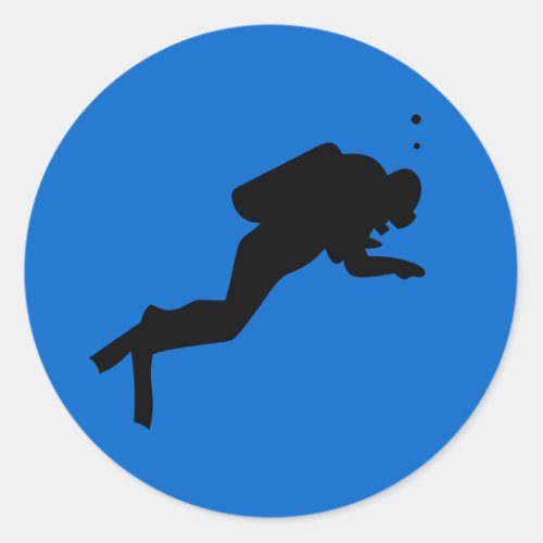 Diver Silhouette _ Round Sticker