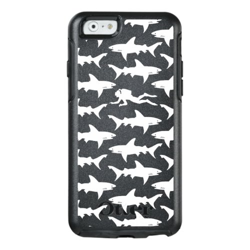 Diver swiming in a school of sharks OtterBox iPhone 66s case