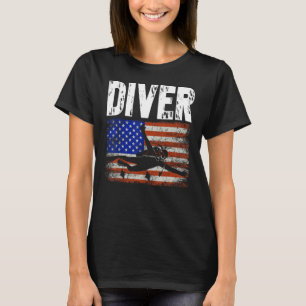 Diver US American Flag Dive Scuba Diving T-Shirt