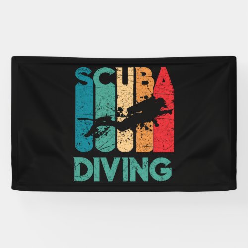 Diver Vintage Style Scuba Diving Silhouette Banner