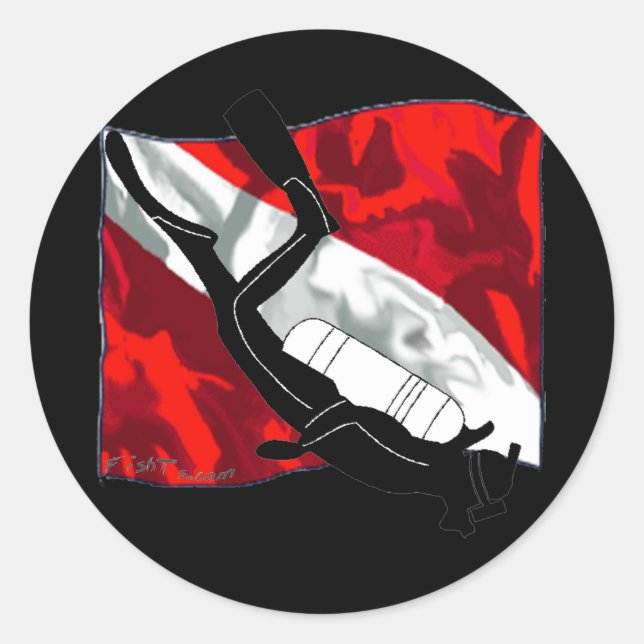 DiverDown Collection Classic Round Sticker (Front)