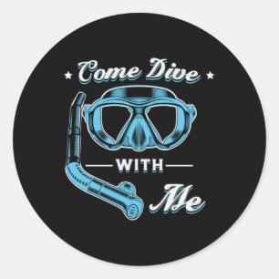 Divers Do It Deeper Scuba Diving Diver Ocean Sea Classic Round Sticker