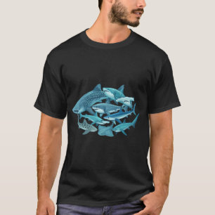Diverse Collection of Sharks and Rays Illustration T-Shirt