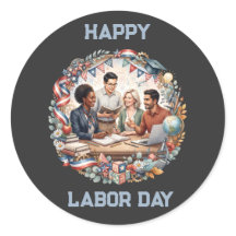 Diverse Educators Patriotic Labor Day Team Art