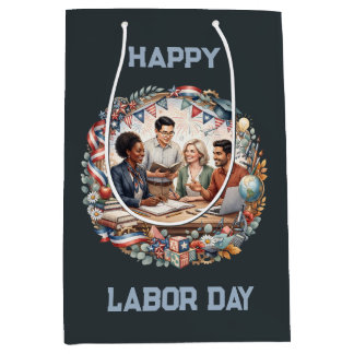 Diverse Educators Patriotic Labor Day Team Art Medium Gift Bag