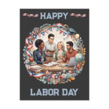 Diverse Educators Patriotic Labor Day Team Art