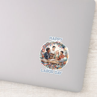 Diverse Educators Patriotic Labor Day Team Art Sticker