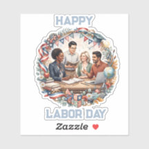 Diverse Educators Patriotic Labor Day Team Art