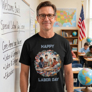 Diverse Educators Patriotic Labor Day Team Art T-Shirt