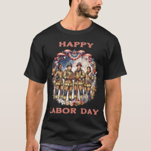 Diverse Firefighters Patriotic Labor Day Heroes T-Shirt