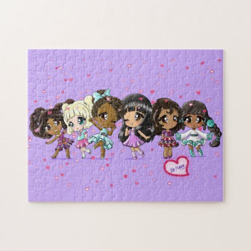 Diverse Girls Anime Friends Jigsaw Puzzle