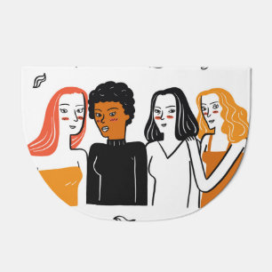 Diverse girls, various nationalities together. doormat