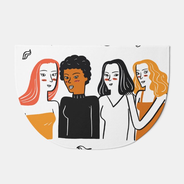 Diverse girls, various nationalities together. doormat (Front)