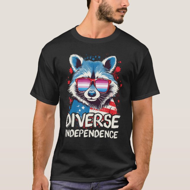 Diverse Independence  Raccoon Bigender Sunglasses  T-Shirt (Front)