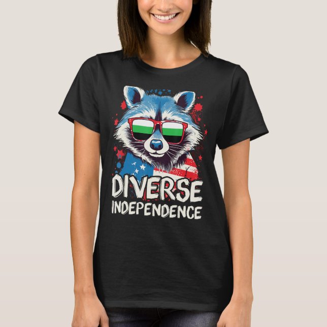 Diverse Independence  Raccoon Neutrois Sunglasses  T-Shirt (Front)