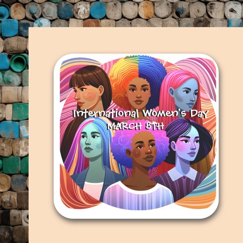 Diverse International Womens Day  Square Sticker