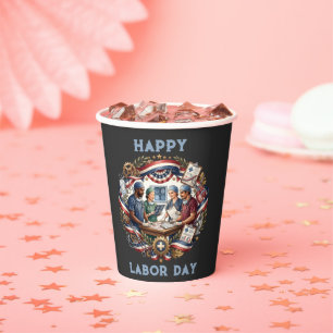 Diverse Medics Patriotic Labor Day Team Art Paper Cups