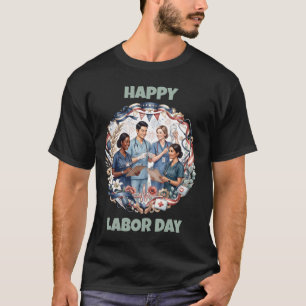 Diverse Nursing Team Patriotic Labor Day Art T-Shirt